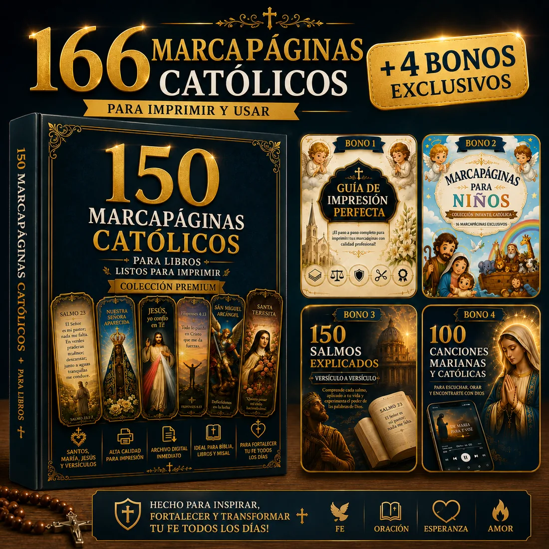 150 Marcapáginas Católicos + 4 bonos exclusivos