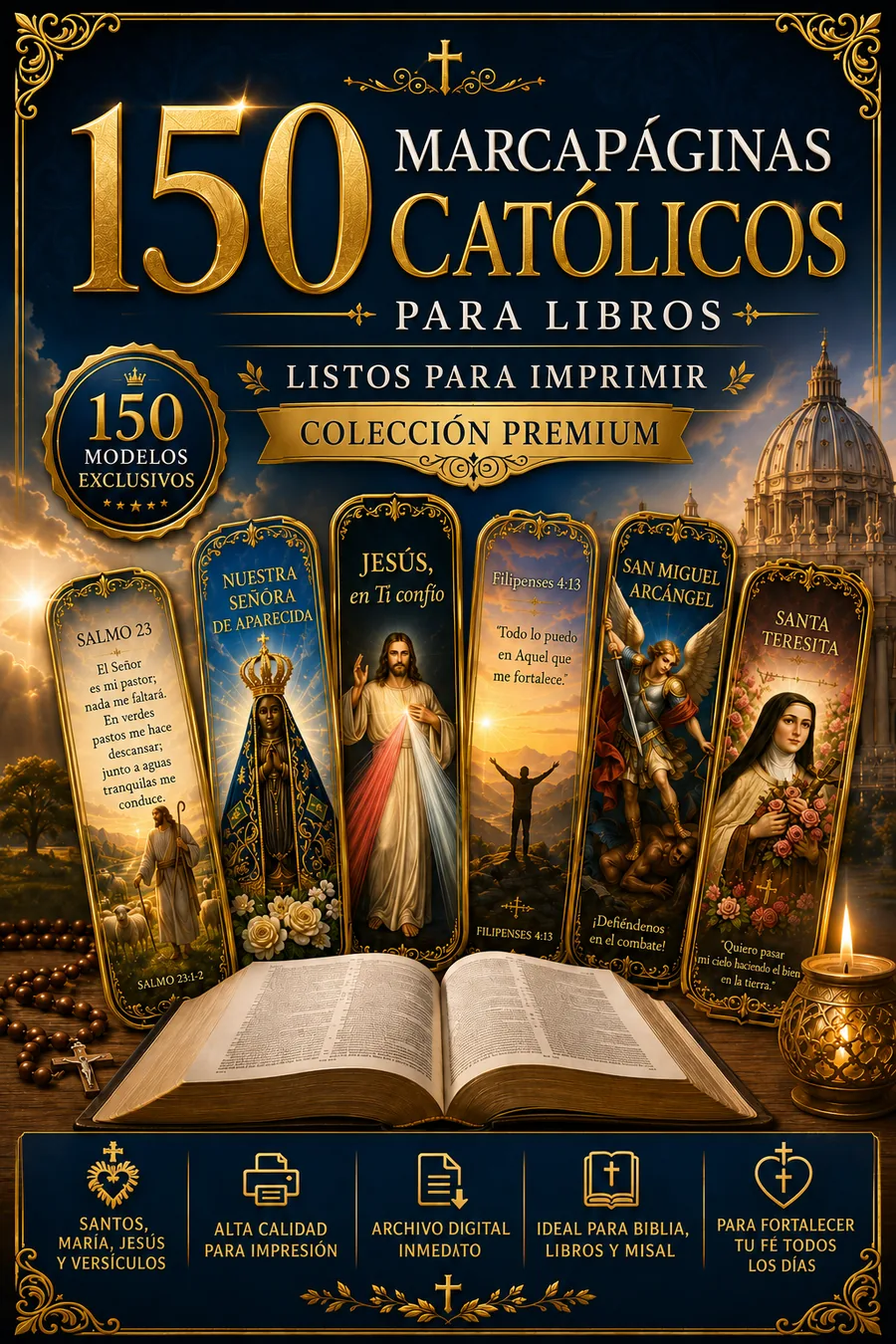 150 Marcapáginas Católicos para imprimir
