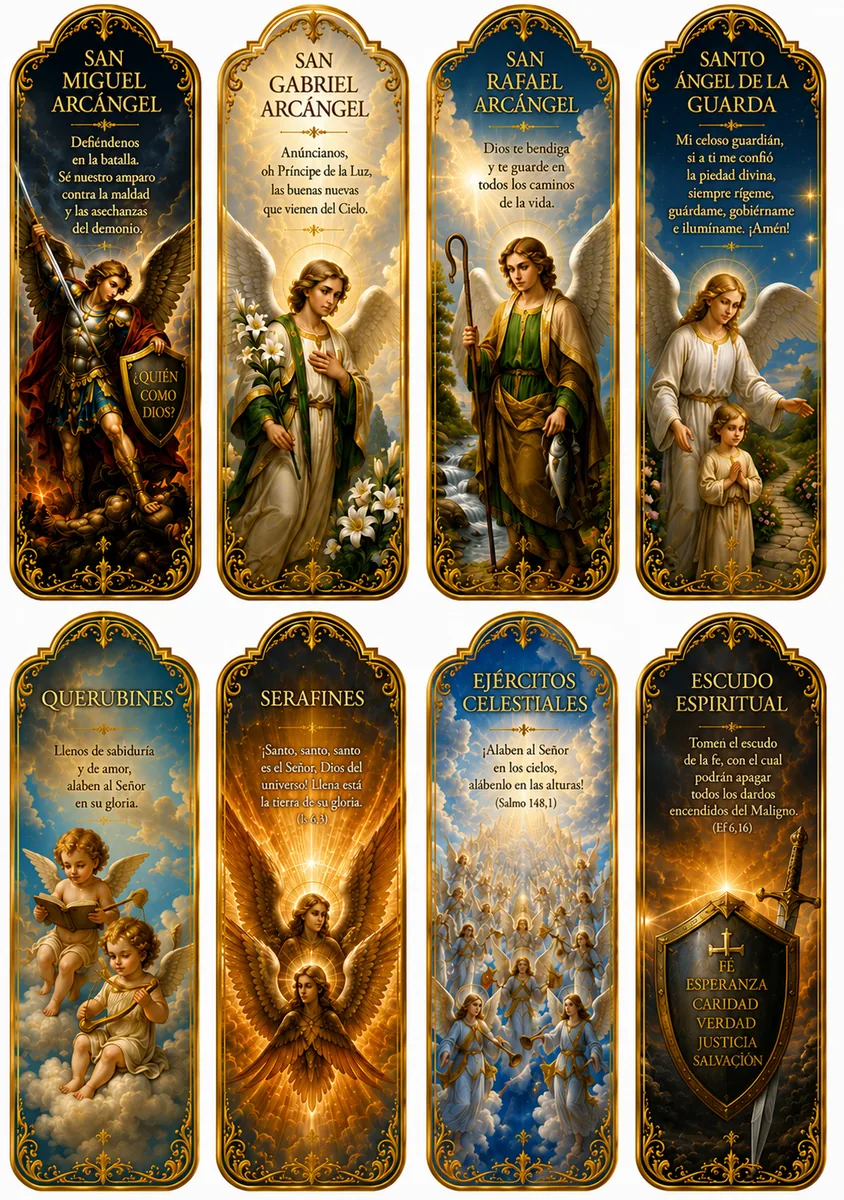 Marcapáginas de San Miguel, San Gabriel y el Ángel de la Guarda