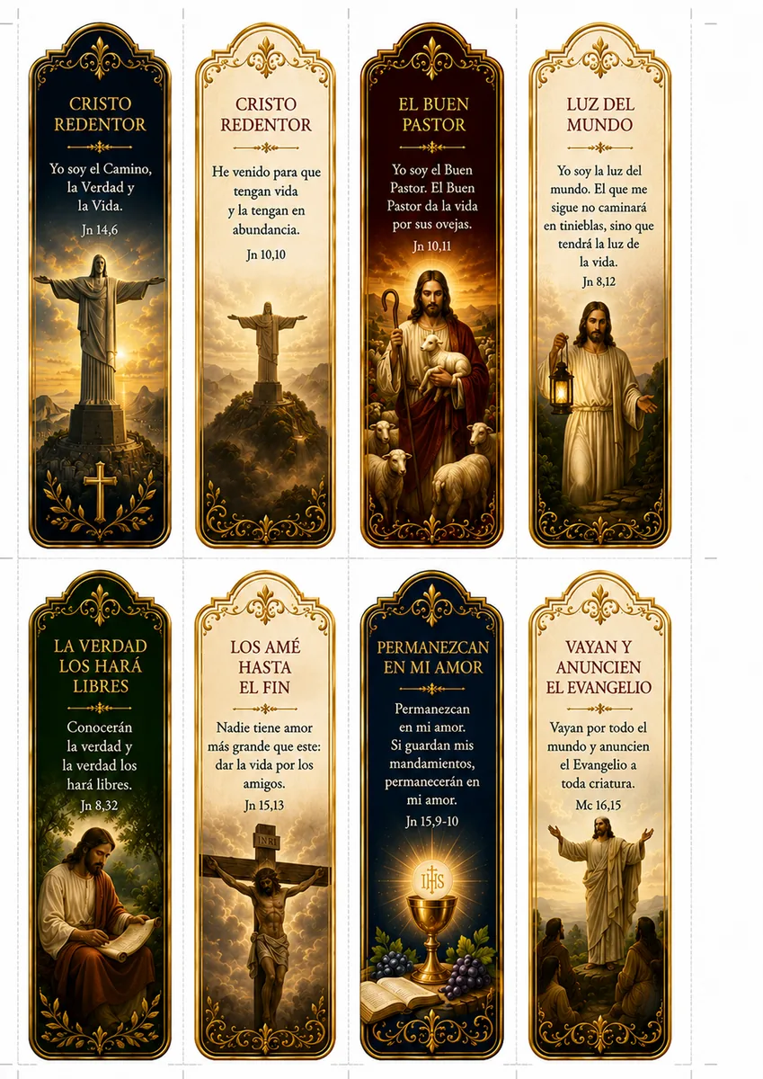 Marcapáginas de Cristo Redentor y Buen Pastor