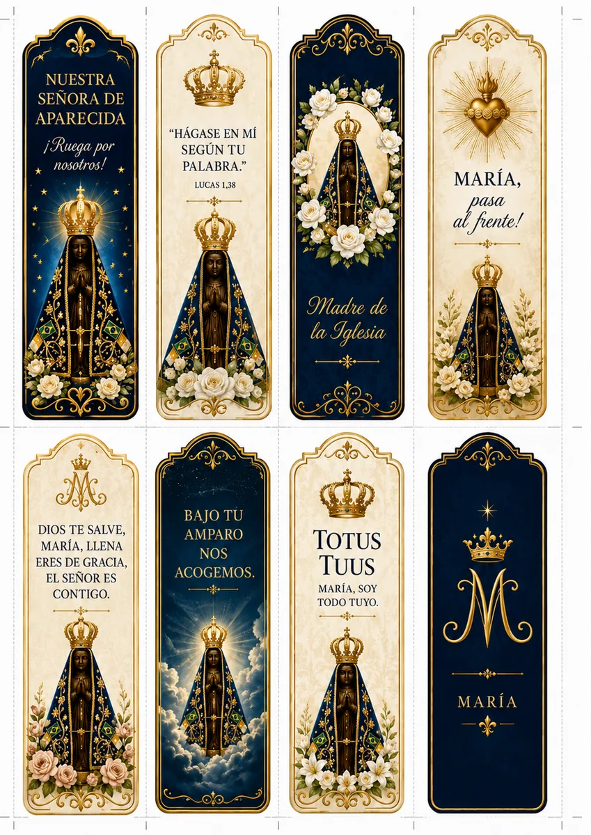 Marcapáginas de la Virgen María y devociones marianas
