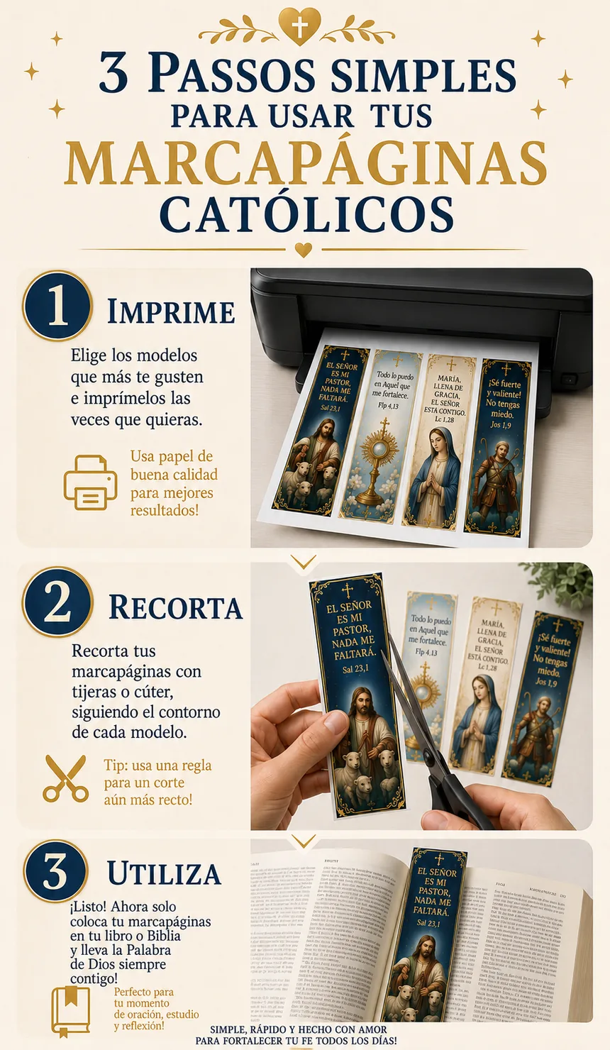 Imprime, recorta y usa tus marcapáginas católicos